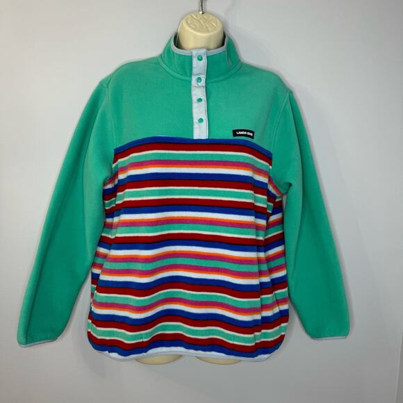 Lands' End Women's Heritage Fleece Snap Neck Pullover Sweatshirt Large - Picture 2 of 9